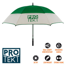 Load image into Gallery viewer, Pro Tekt Golf Umbrella (30SPF) Hunter Green / White.