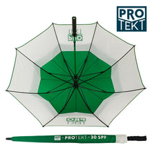 Load image into Gallery viewer, Pro Tekt Golf Umbrella (30SPF) Hunter Green / White.