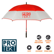 Load image into Gallery viewer, Pro Tekt Golf Umbrella (30SPF) Fiery Red / White.