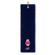 Load image into Gallery viewer, NEW Surprizeshop Ladies Charlie Hull Golf Tri Fold Towel. Pink or Navy, 3 Designs.