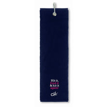 Load image into Gallery viewer, NEW Surprizeshop Ladies Charlie Hull Golf Tri Fold Towel. Pink or Navy, 3 Designs.