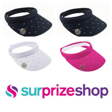 Load image into Gallery viewer, NEW 2026 Surprizeshop Ladies Crystal Clip Golf Sun Visor - Pink, Navy, White or Black.