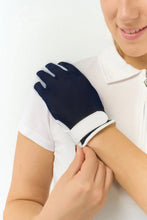 Load image into Gallery viewer, Surprizeshop Ladies Tan Through Cabretta Leather Sun Glove - Navy Blue. Small Medium or Large