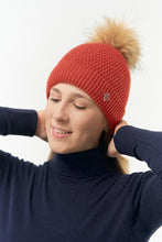 Load image into Gallery viewer, Pure Golf Ladies Greta Waterproof Golf Bobble Hat. Orange.