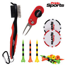 Load image into Gallery viewer, Pride Sports Game On Golf Set. Deluxe Golf Brush, Divot Tool, Tees, 2 Ball Markers.