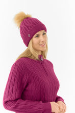 Load image into Gallery viewer, Pure Golf Ladies Greta Waterproof Golf Bobble Hat. Plum.