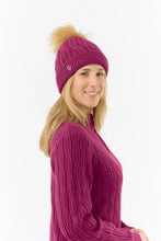 Load image into Gallery viewer, Pure Golf Ladies Greta Waterproof Golf Bobble Hat. Plum.