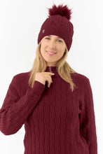 Load image into Gallery viewer, Pure Golf Ladies Greta Waterproof Golf Bobble Hat. Merlot.