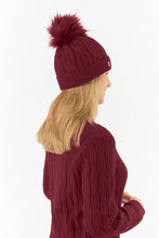 Load image into Gallery viewer, Pure Golf Ladies Greta Waterproof Golf Bobble Hat. Merlot.