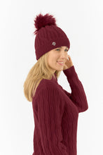 Load image into Gallery viewer, Pure Golf Ladies Greta Waterproof Golf Bobble Hat. Merlot.