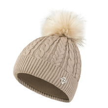 Load image into Gallery viewer, Pure Golf Ladies Suzie Waterproof Golf Bobble Hat. Cappuccino.