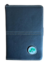 Load image into Gallery viewer, Leather Golf Scorecard Holder with Detachable Magnetic Golf Ball Marker. England, Wales, Scotland, Ireland, IOM, Northern Ireland, Shamrock.