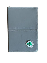 Load image into Gallery viewer, Leather Golf Scorecard Holder with Detachable Magnetic Golf Ball Marker. England, Wales, Scotland, Ireland, IOM, Northern Ireland, Shamrock.