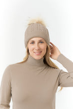 Load image into Gallery viewer, Pure Golf Ladies Suzie Waterproof Golf Bobble Hat. Cappuccino.