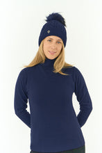 Load image into Gallery viewer, Pure Golf Ladies Suzie Waterproof Golf Bobble Hat. Navy Blue.