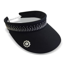 Load image into Gallery viewer, Surprizeshop Ladies Crystal Embellished Golf Sun Visor - Black Pink Navy White, Royal Blue.