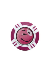 Load image into Gallery viewer, Vegas Poker Chip Golf Ball Marker. Pink Laugh, Wink, Smile, Crazy or Angry.