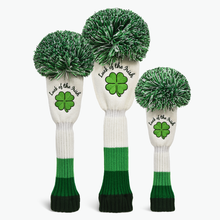 Load image into Gallery viewer, PRG Originals Luck of the Irish. Shamrock. Pom Pom Design Golf Headcovers. Set of 3. Driver, Fairway and Rescue.