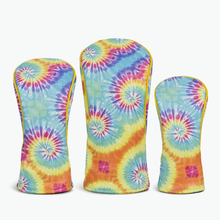 Load image into Gallery viewer, PRG Originals Retro Tie Dye Design Golf Headcovers. Set of 3. Driver, Fairway and Rescue or Putter Cover.