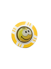 Load image into Gallery viewer, Vegas Poker Chip Golf Ball Marker. Yellow Laugh, Wink, Smile, Crazy or Angry.