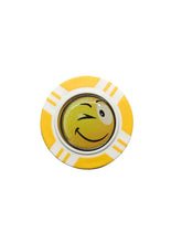 Load image into Gallery viewer, Vegas Poker Chip Golf Ball Marker. Yellow Laugh, Wink, Smile, Crazy or Angry.