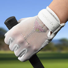Load image into Gallery viewer, Surprizeshop Ladies Crystal Leather Tan / Sun Golf Glove. Small, Medium or Large.