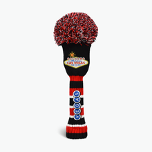Load image into Gallery viewer, PRG Originals Las Vegas Black Pom Pom Design Golf Headcovers. Set of 3. Driver, Fairway and Rescue.