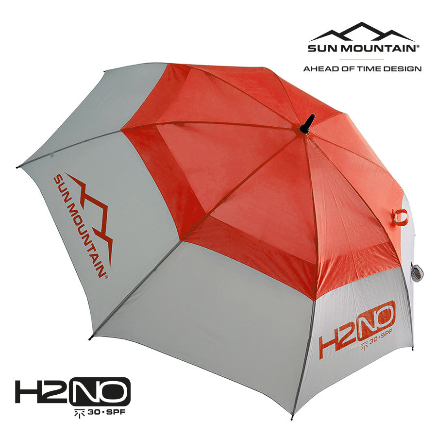 2024 Sun Mountain H2NO Golf Umbrella (30SPF). Red / Cadet.