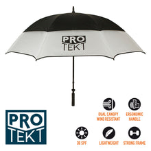 Load image into Gallery viewer, Pro Tekt Golf Umbrella (30SPF) Black / White.
