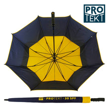 Load image into Gallery viewer, Pro Tekt Golf Umbrella (30SPF) Navy / Sunset.
