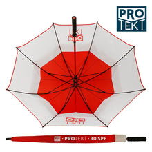 Load image into Gallery viewer, Pro Tekt Golf Umbrella (30SPF) Fiery Red / White.
