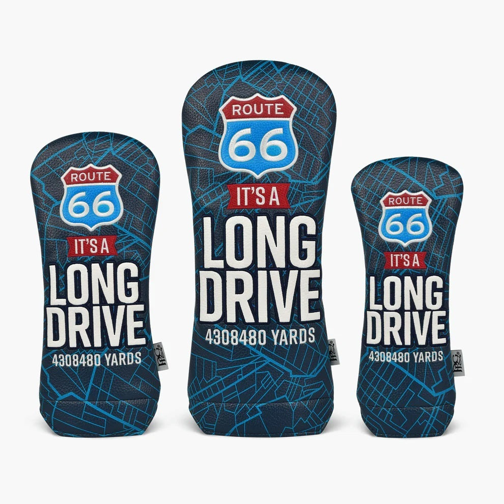 New 2025 PRG Originals Route 66 Long Drive Design Golf Headcovers. Set of 3. Driver, Fairway and Rescue.