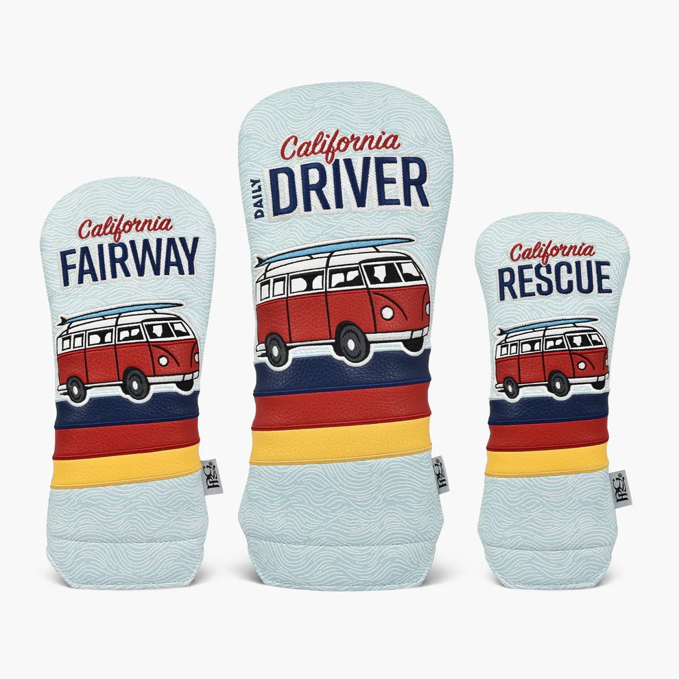 New 2025 PRG Originals California Driver Design Golf Headcovers. Set of 3. Driver, Fairway and Rescue.