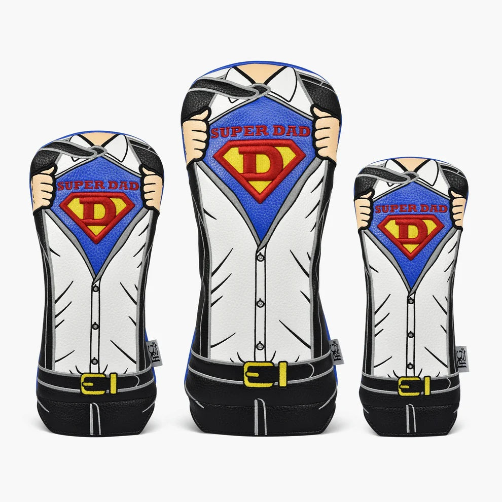New 2025 PRG Originals Super Dad Design Golf Headcovers. Set of 3. Driver, Fairway and Rescue.