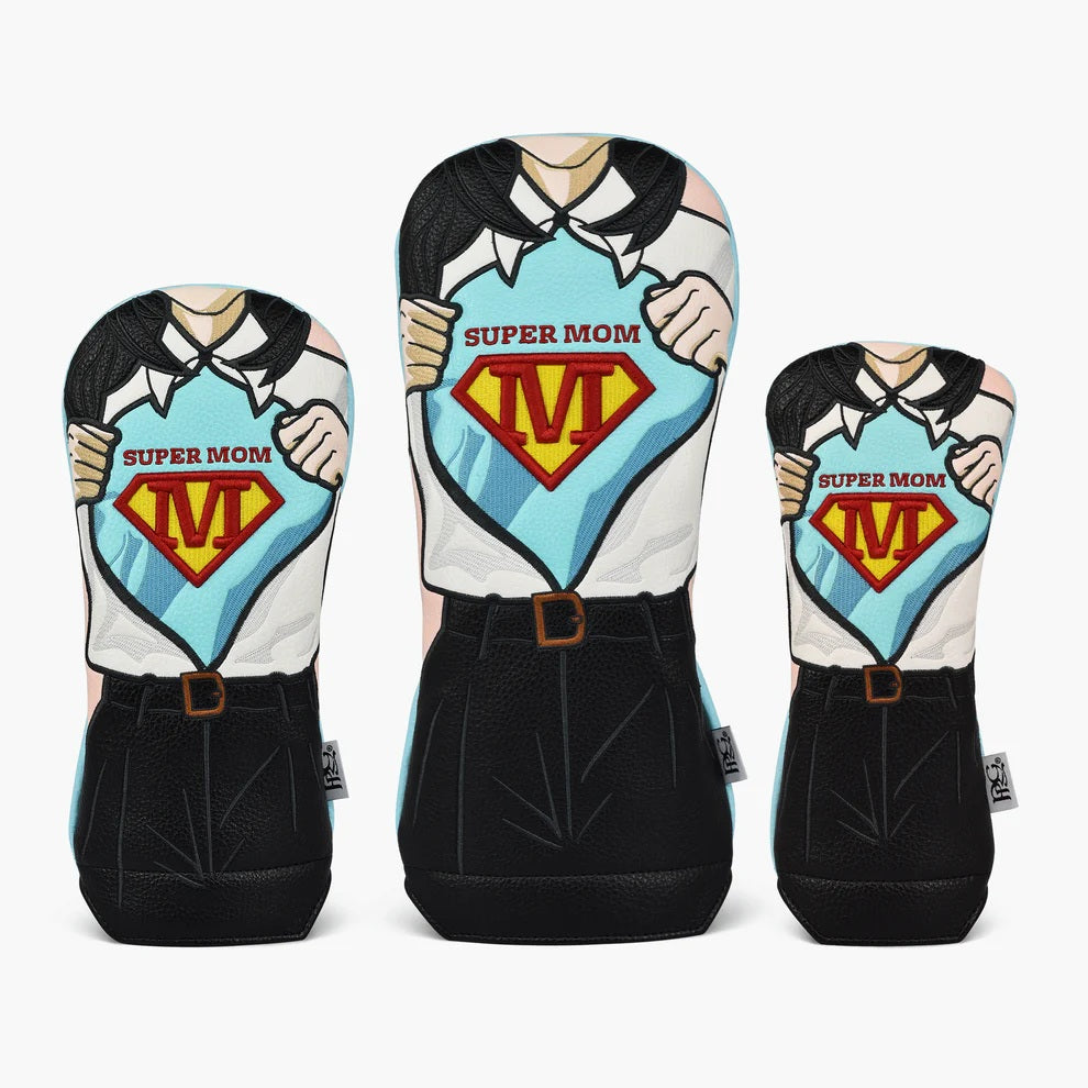 New 2025 PRG Originals Super Mom Design Golf Headcovers. Set of 3. Driver, Fairway and Rescue.