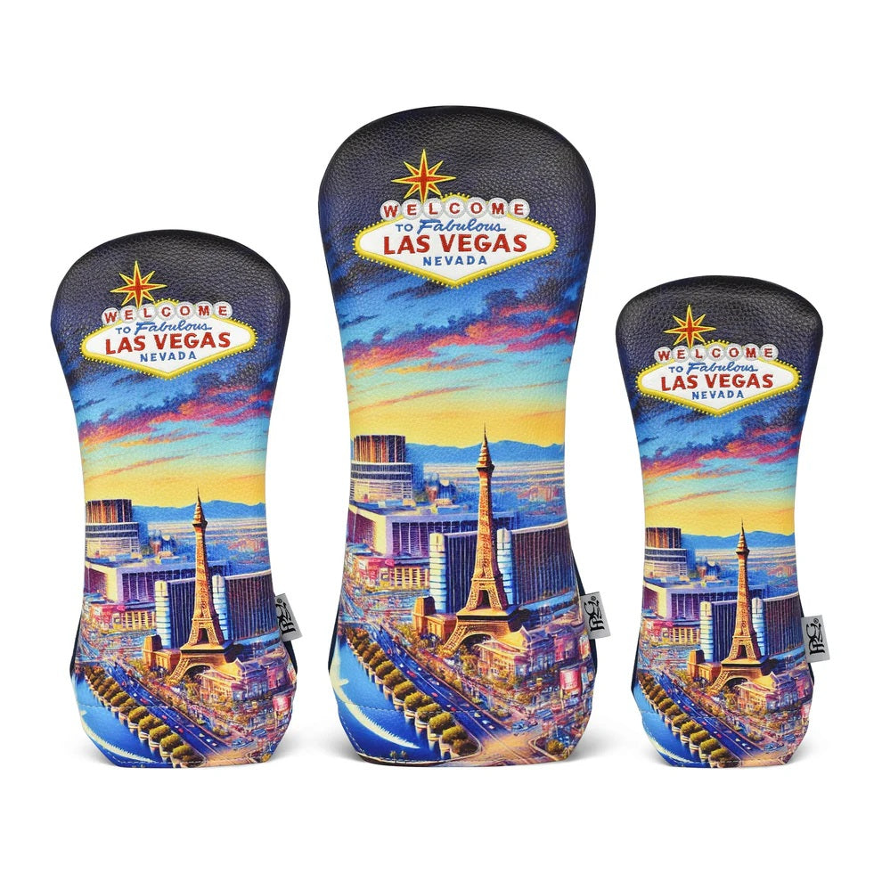 New 2025 PRG Originals Las Vegas Strip Design Golf Headcovers. Set of 3. Driver, Fairway and Rescue.