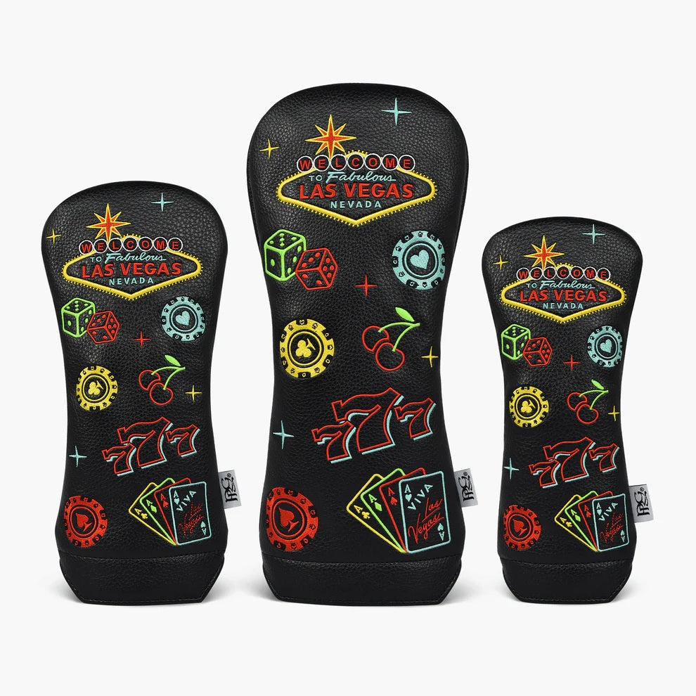 New 2025 PRG Originals Las Vegas Neon Design Golf Headcovers. Set of 3. Driver, Fairway and Rescue.