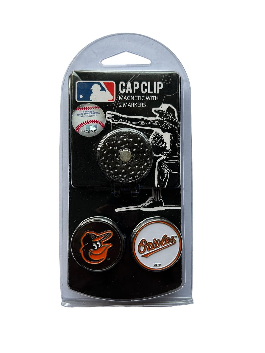 MLB Major League Baseball Official Golf Hat Clip and 2 Golf Ball Markers. Baltimore Orioles.