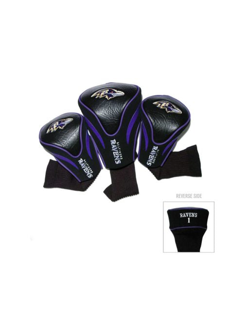 NFL Official Set of 3 Contour Golf Driver, 3 and X Headcovers. Baltimore Ravens.
