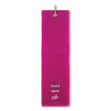 Load image into Gallery viewer, NEW Surprizeshop Ladies Charlie Hull Golf Tri Fold Towel. Pink or Navy, 3 Designs.
