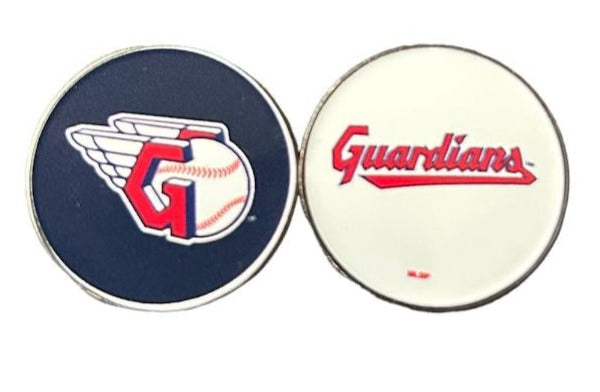 MLB Official Team Crested Golf Ball Marker. Double Sided. Cleveland Guardians.
