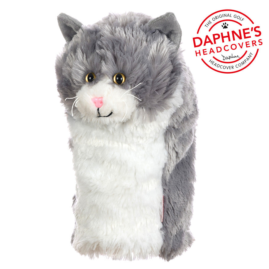 Daphne Golf Driver Headcover. Cat Collection. Grey and White Cat.
