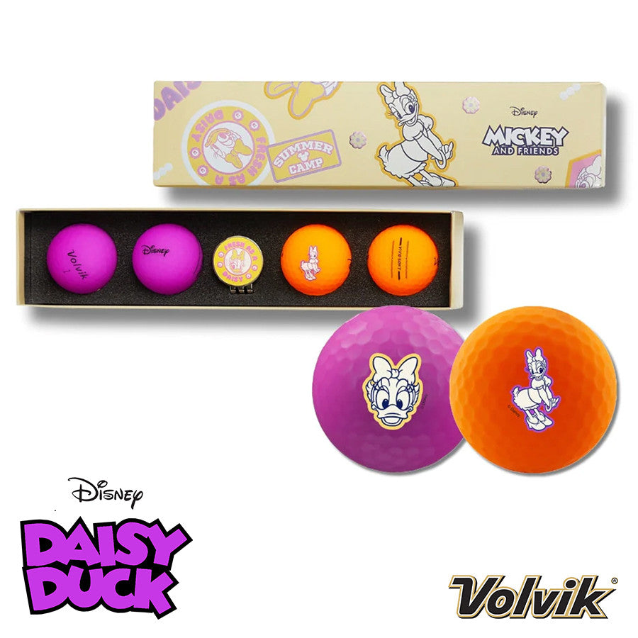 Volvik Vivid Soft Disney Pack 2.0 Golf Balls and Hat Clip. Daisy Duck.