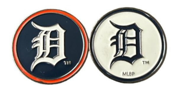 MLB Official Team Crested Golf Ball Marker. Double Sided. Detroit Tigers.