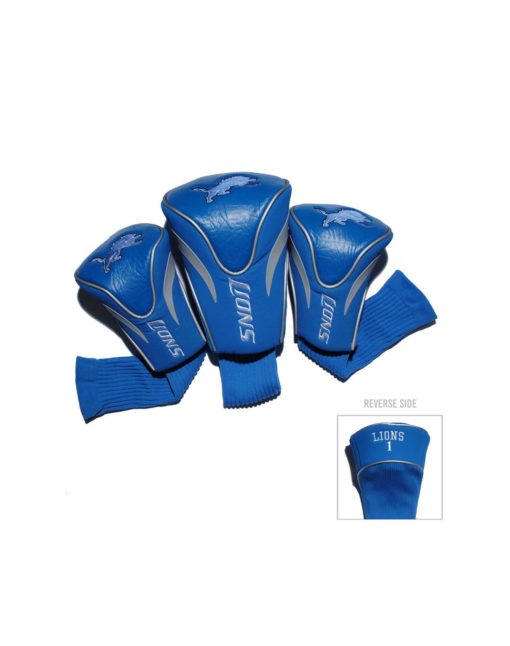 NFL Official Set of 3 Contour Golf Driver, 3 and X Headcovers. Detroit Lions.