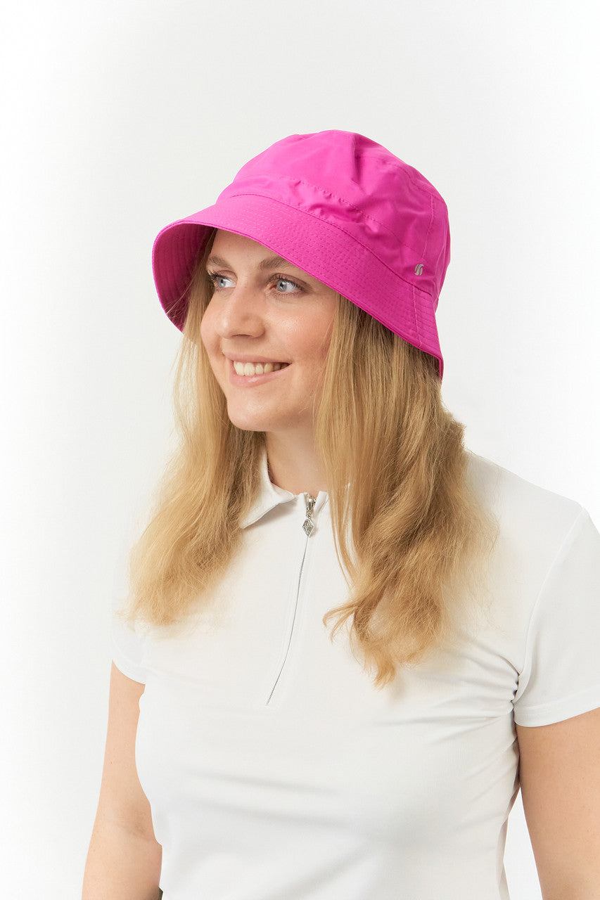 Surprizeshop Ladies Fleece Lined Waterproof Bucket Rain Hat. Pink, Navy or Black.