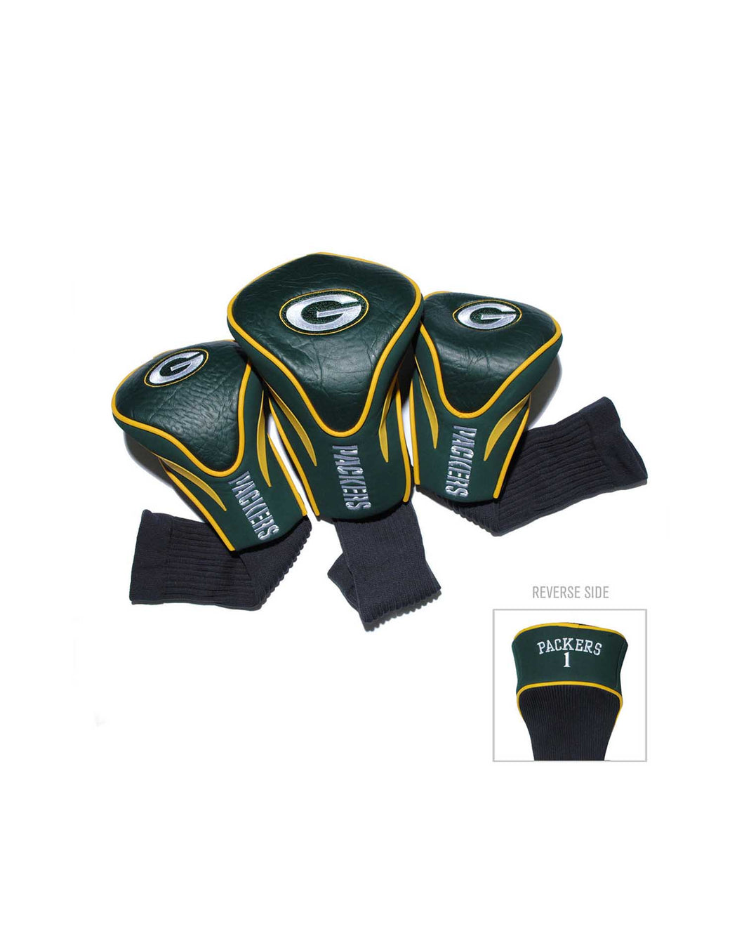 NFL Official Set of 3 Contour Golf Driver, 3 and X Headcovers. Green Bay Packers.