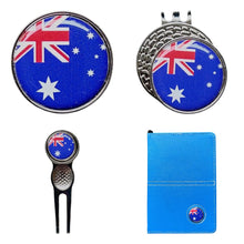 Load image into Gallery viewer, Australia Crested Golf Accessories. Ball Marker, Hat Clip, Divot Tool or Scorecard Holder.
