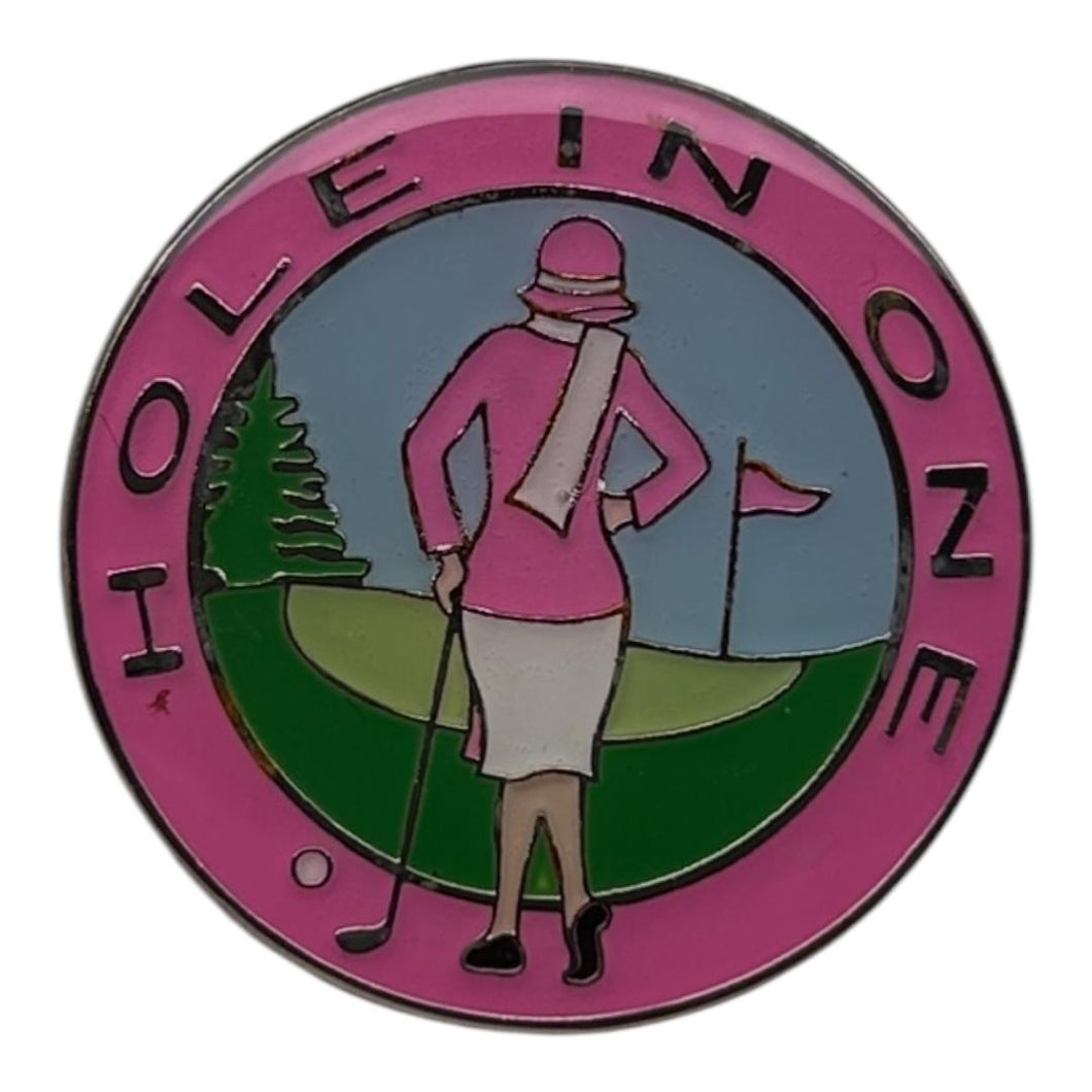 Surprizeshop Classic Lady Golfer Golf Ball Marker. Hole in One Pink.