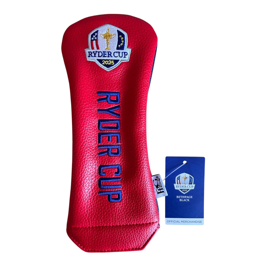 2025 Ryder Cup Bethpage Black Match Logo Hybrid or Rescue Wood Golf Headcover. Red.